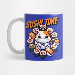 Kawaii Sushi Time Cat Mug